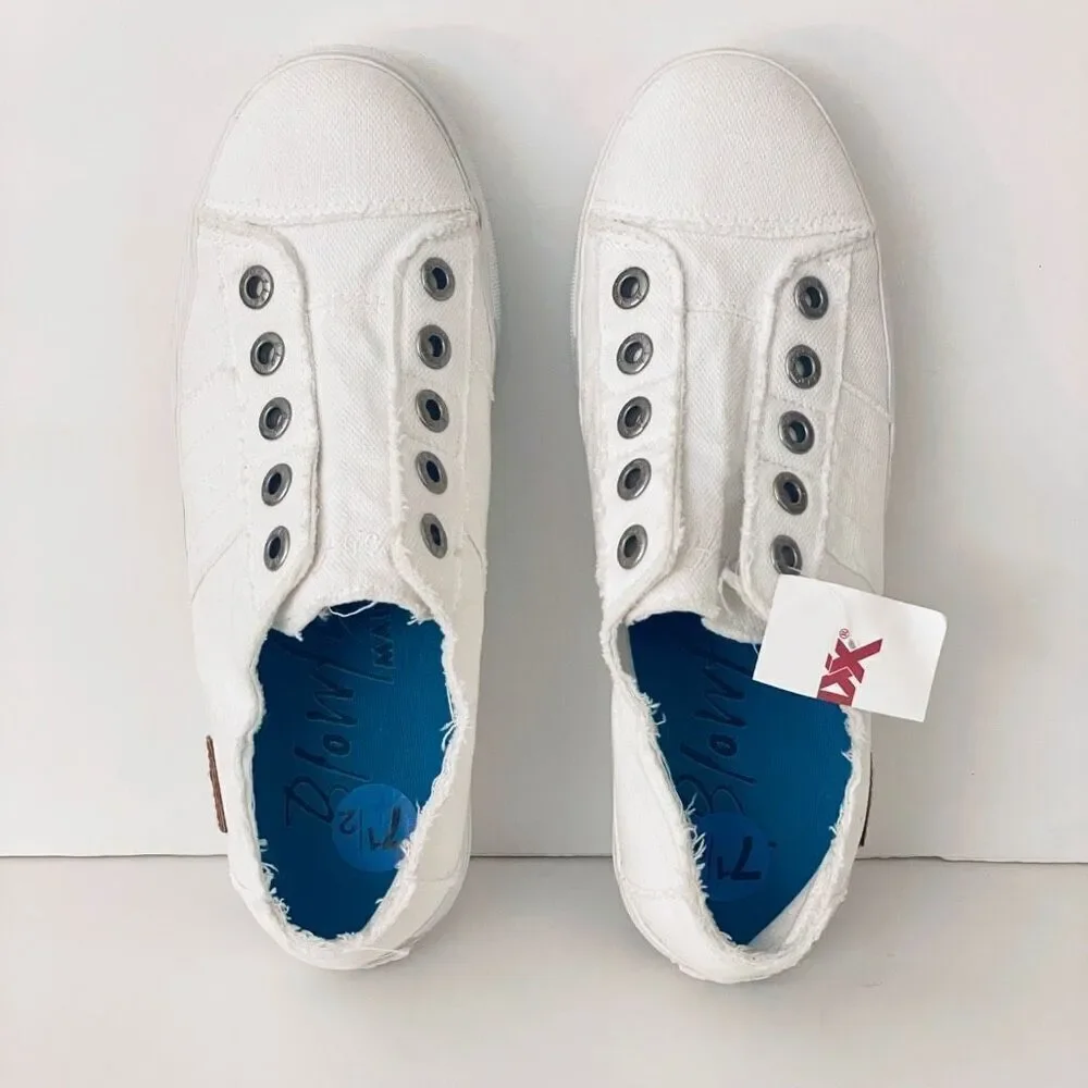 NWT 7.5 Blowfish Malibu White Platform No shoelace Laceless Memory foam Sneakers - Picture 6 of 12